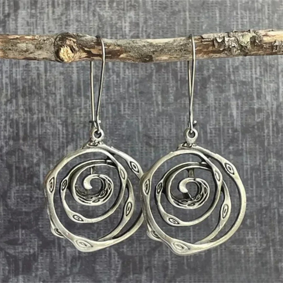 Selora™ | Vintage Spiral Silver Earrings