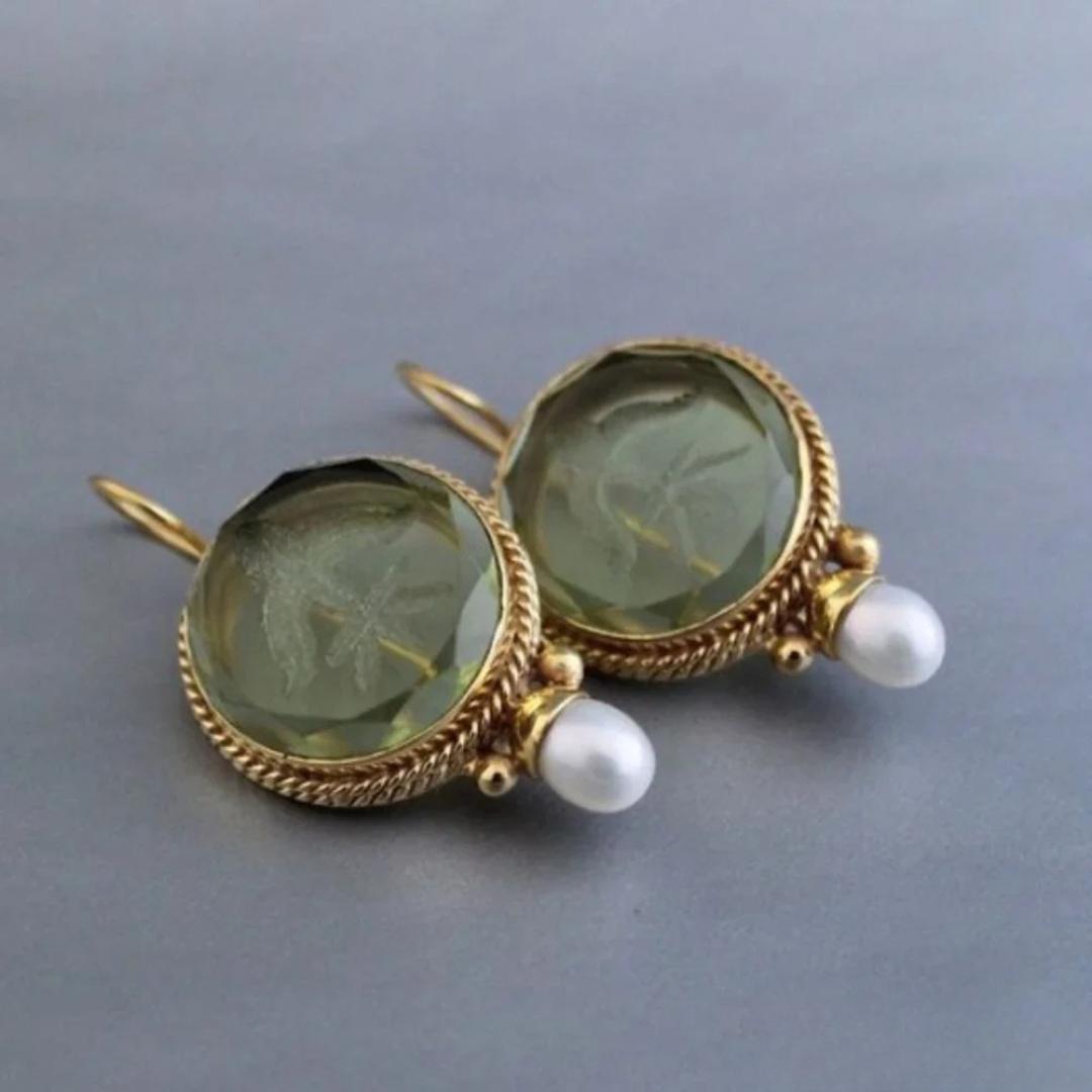 Elandra™ | Green Crystal Pearl Earrings