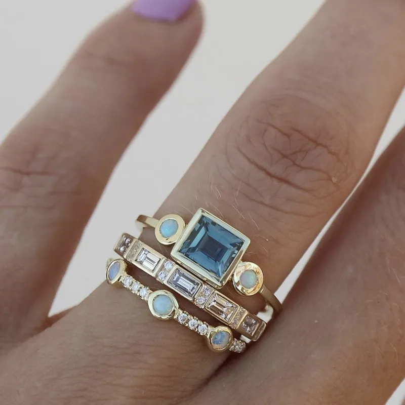 Caelina™ | Vintage Sky Crystal Ring Set