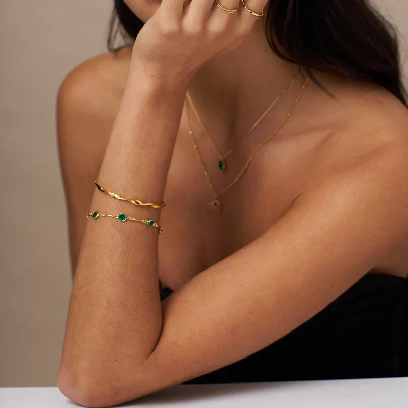 Verdessa™ | Gold & Green Stone Bracelet