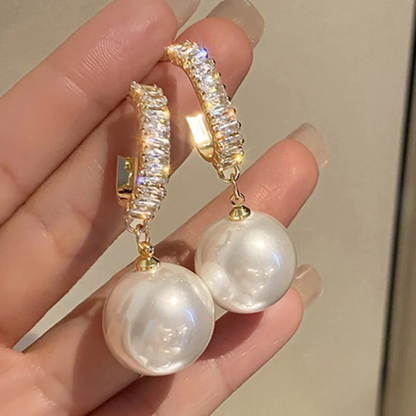 Amira™ | Elegant Pearl and Zirconia Earrings