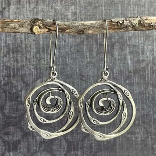 Selora™ | Vintage Spiral Silver Earrings