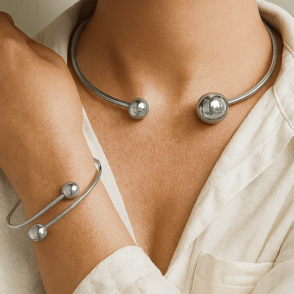 Aurevia™ | Dual Tone Bracelet & Choker Set