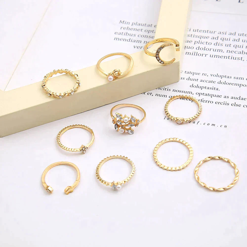 Amara™ | Silver and Gold Ring Set (10 Pairs)