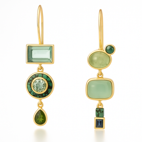 Verdara™ | Geometric Green Drop Earrings