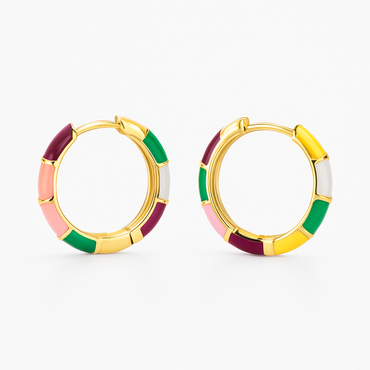 Vivara™ | Women’s Multicolor Enamel Hoop Earrings