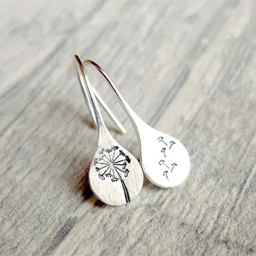 Eryndra™ | Floral Silver Drop Earrings