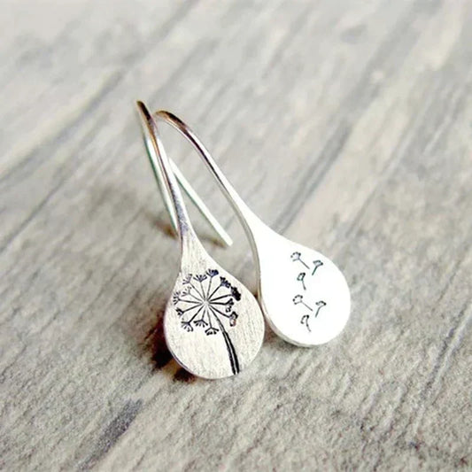Eryndra™ | Floral Silver Drop Earrings