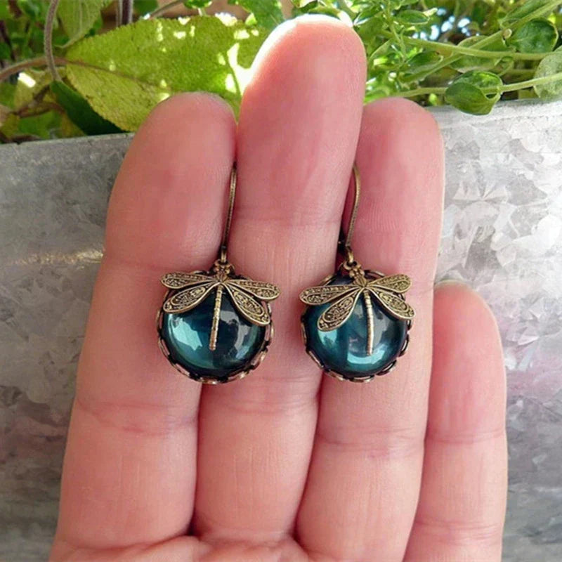 Evadne™ | Retro Dragonfly Gem Earrings