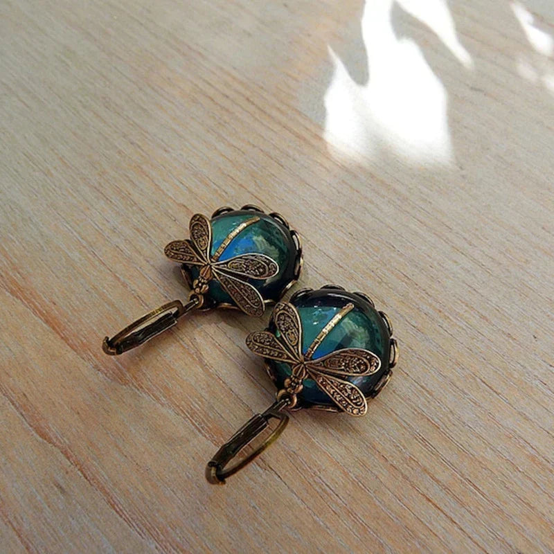 Evadne™ | Retro Dragonfly Gem Earrings