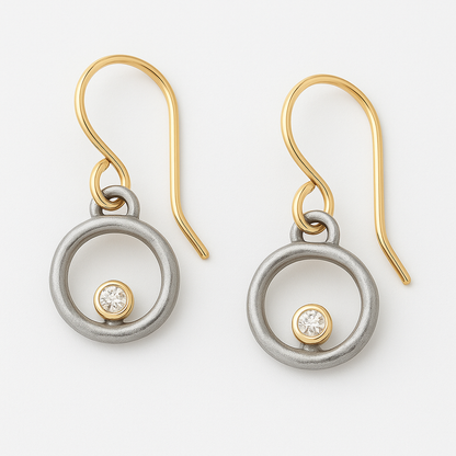 Isandro™ – Silver-Gold Harmony Zirconia Earrings