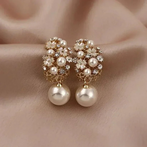 Floramira™ | Vintage Pearl Blossom Earrings