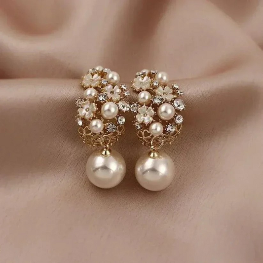 Floramira™ | Vintage Pearl Blossom Earrings