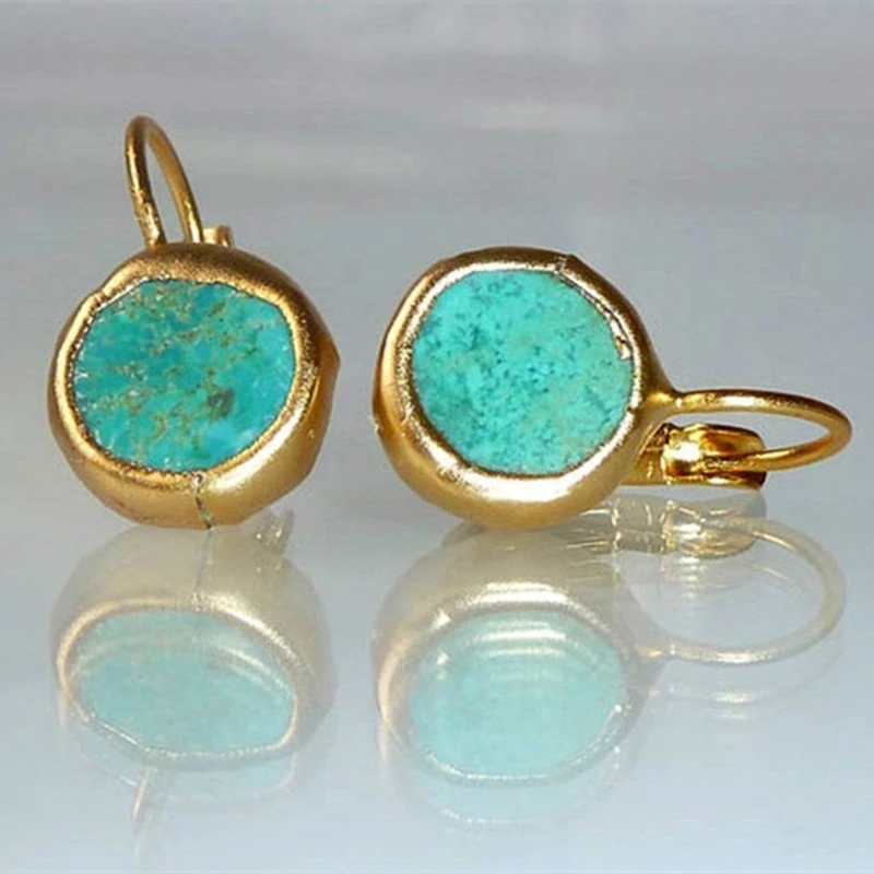 Elara™ | Gold Earrings with Turquoise Stone