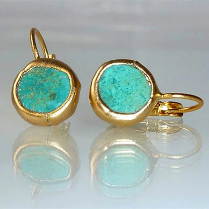 Elara™ | Gold Earrings with Turquoise Stone