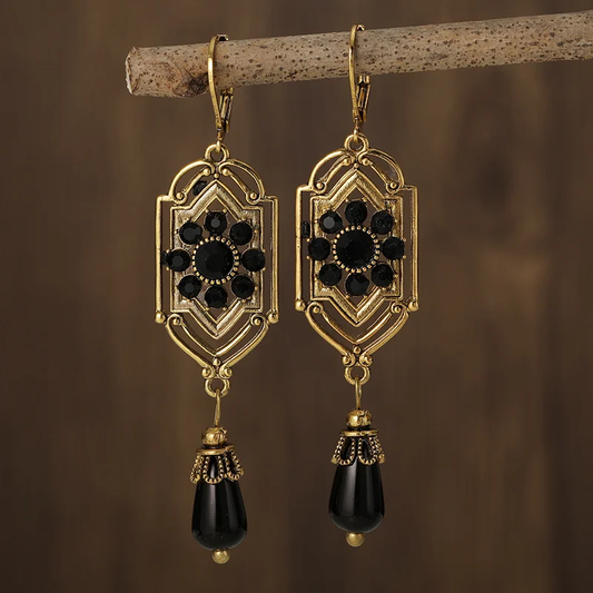 Diana™ | Black Drop Vintage Earrings